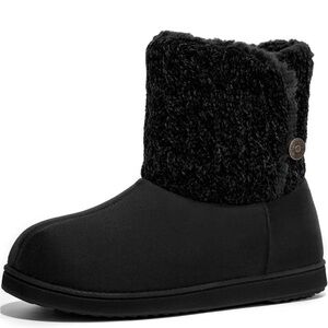 Sz 7-8 FamilyFairy Women's Warm Chenille Knit Bootie Slippers sued bootie